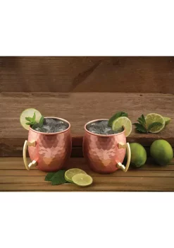 Cambridge Silversmiths 2 Pack of Hammered Copper Moscow Mule Mugs -Erica Lyons Shop Belk 194