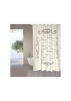 MSV Spirella Shower Curtain PARIS Cream - Rings Included