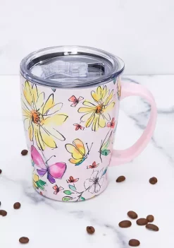 Cambridge Silversmiths 20 Ounce Pink Floral Insulated Coffee Mug -Erica Lyons Shop Belk 321