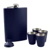 Cambridge Silversmiths 8 Ounce Navy Flask, Funnel, and Shot Glass Gift Set