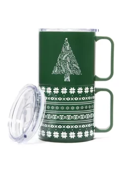 Cambridge Silversmiths 2 Pack of 20 oz Stackable Green Tree Insulated Coffee Mugs -Erica Lyons Shop Belk 382