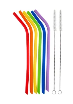 Cambridge Silversmiths Set of 8 Bent Silicone Straws