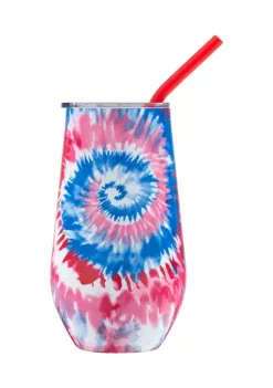 Cambridge Silversmiths 16 Ounce Red, White, Blue Tie Dye Insulated Straw Tumbler