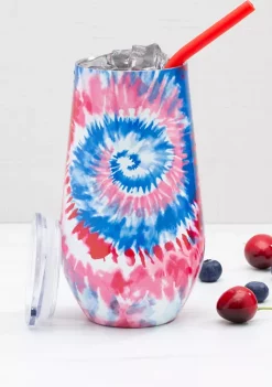 Cambridge Silversmiths 16 Ounce Red, White, Blue Tie Dye Insulated Straw Tumbler -Erica Lyons Shop Belk 414