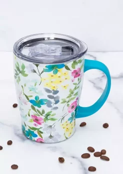 Cambridge Silversmiths 20 Ounce Teal Floral Insulated Coffee Mug -Erica Lyons Shop Belk 425