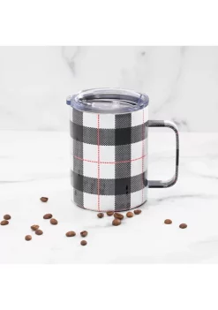 Cambridge Silversmiths 16 Ounce White Plaid Insulated Coffee Mug -Erica Lyons Shop Belk 433
