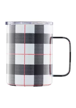 Cambridge Silversmiths 16 Ounce White Plaid Insulated Coffee Mug -Erica Lyons Shop Belk 434