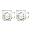 Cambridge Silversmiths 2 Pack of 20 oz White Holiday Wreath Moscow Mule Mugs -Erica Lyons Shop Belk 488