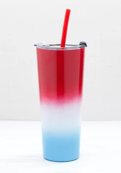 Cambridge Silversmiths 24 Ounce Red, White, Blue Ombré Insulated Straw Tumbler -Erica Lyons Shop Belk 506