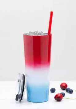 Cambridge Silversmiths 24 Ounce Red, White, Blue Ombré Insulated Straw Tumbler -Erica Lyons Shop Belk 507