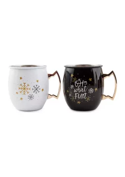 Cambridge Silversmiths 2 Pack of 20 Ounce "Oh What Fun" Moscow Mule Mugs -Erica Lyons Shop Belk 513