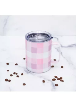 Cambridge Silversmiths 16 Ounce Pink Gingham Insulated Coffee Mug -Erica Lyons Shop Belk 523