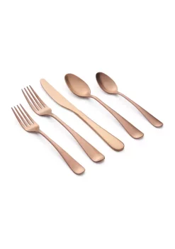 Cambridge Silversmiths Rhiannon Copper Satin 20-Piece Flatware Set, Service for 4