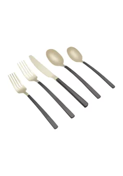 Cambridge Silversmiths Beacon Black and Champagne Satin 20-Piece Flatware Set - Service for 4