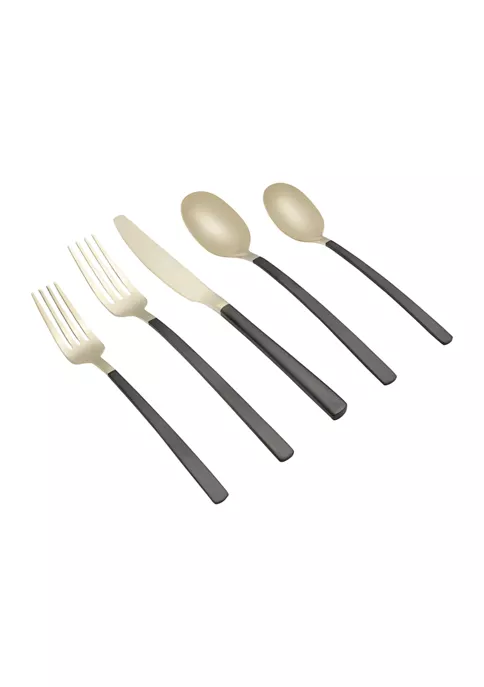 Cambridge Silversmiths Beacon Black and Champagne Satin 20-Piece Flatware Set - Service for 4 3 Cambridge Silversmiths Beacon Black and Champagne Satin 20-Piece Flatware Set - Service for 4