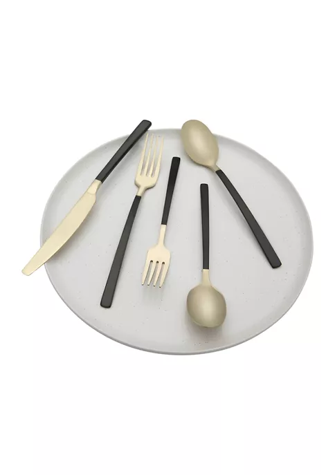 Cambridge Silversmiths Beacon Black and Champagne Satin 20-Piece Flatware Set - Service for 4 4 Cambridge Silversmiths Beacon Black and Champagne Satin 20-Piece Flatware Set - Service for 4 - Image 2