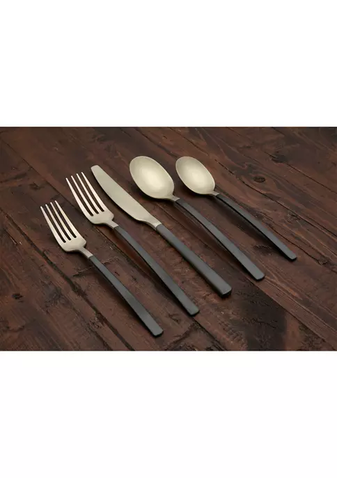 Cambridge Silversmiths Beacon Black and Champagne Satin 20-Piece Flatware Set - Service for 4 5 Cambridge Silversmiths Beacon Black and Champagne Satin 20-Piece Flatware Set - Service for 4 - Image 3