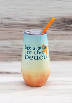 Cambridge Silversmiths 16 Ounce Life is Better at the Beach Insulated Straw Tumbler -Erica Lyons Shop Belk 664