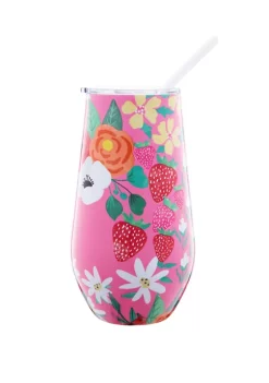 Cambridge Silversmiths 16 Ounce Pink Strawberry Insulated Wine Tumbler