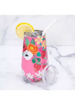 Cambridge Silversmiths 16 Ounce Pink Strawberry Insulated Wine Tumbler -Erica Lyons Shop Belk 675
