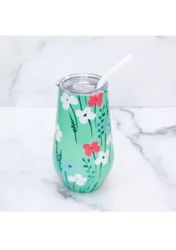 Cambridge Silversmiths 16 Ounce Mint Floral Insulated Wine Tumbler -Erica Lyons Shop Belk 694