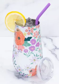 Cambridge Silversmiths 16 Ounce White Floral Insulated Wine Tumbler -Erica Lyons Shop Belk 711