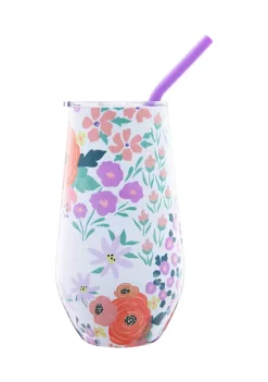 Cambridge Silversmiths 16 Ounce White Floral Insulated Wine Tumbler -Erica Lyons Shop Belk 712
