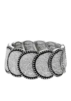 Erica Lyons Silver-Tone Texture Me Later Circles Stretch Bracelet