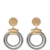 Erica Lyons 2 Tone Clip Earrings with Hammered Top and Double Ring Drops -Erica Lyons Shop Belk 739