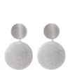 Erica Lyons Silver Tone Clip Disc Earrings with Diamond Dust Finish -Erica Lyons Shop Belk 743