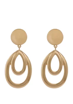 Erica Lyons Gold Tone Double Teardrop Clip Earrings