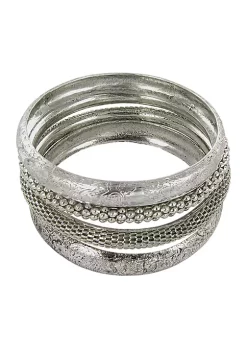 Erica Lyons Silver Tone Bangle Bracelet Set