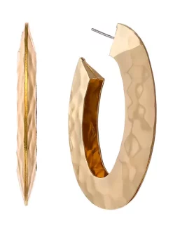 Erica Lyons Hammered Metal Hoop Earrings