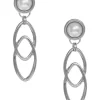 Erica Lyons Silver Tone Interlocking Oval Link and Pearl Cab Clip Earrings -Erica Lyons Shop Belk 778