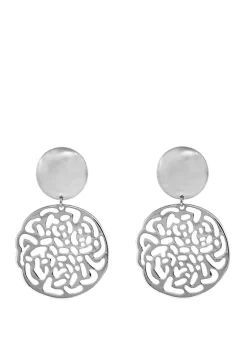 Erica Lyons Silver Tone Filigree Drop Clip Earrings