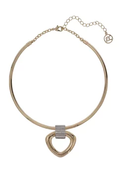 Erica Lyons Gold Tone Coil Pendant Necklace with Crystal Stone Accents