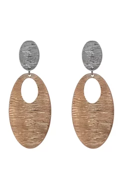 Erica Lyons 2 Tone Textured Teardrop Clip Earrings