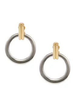 Erica Lyons 2 Tone Door Knocker Clip Earrings