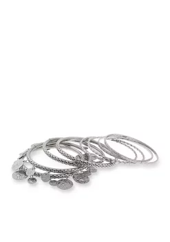 Erica Lyons Silver-Tone Thin Metal Bangle Set