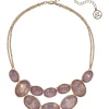 Erica Lyons Gold Tone and Pink Stone 2 Row Collar Necklace -Erica Lyons Shop Belk 807
