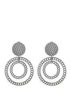 Erica Lyons Silver Tone Chain Link Clip Earrings
