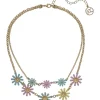Erica Lyons Gold Tone and Multi Color Flower 2 Row Collar Necklace -Erica Lyons Shop Belk 811