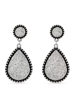 Erica Lyons Silver-Tone Texture Me Later Teardrop Pierced Earrings