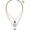 Erica Lyons Gold Tone 3 Row Pendant Necklace -Erica Lyons Shop Belk 822