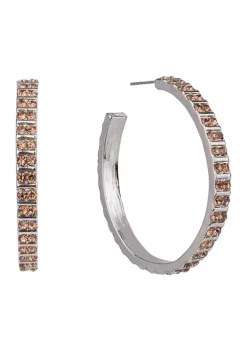 Erica Lyons Gold Tone and Crystal Hoop Earrings