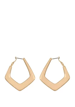 Erica Lyons Gold Tone Flat Geometric Hoop Earrings