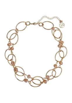 Erica Lyons Gold Tone Two Row Oval Link Necklace