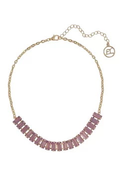 Erica Lyons Gold Tone and Pink Stone Collar Necklace