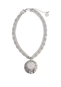 Erica Lyons Silver Tone Disc Pendant Necklace -Erica Lyons Shop Belk 850