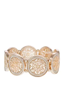 Erica Lyons Filigree Stretch Bracelet with Glitter Accents